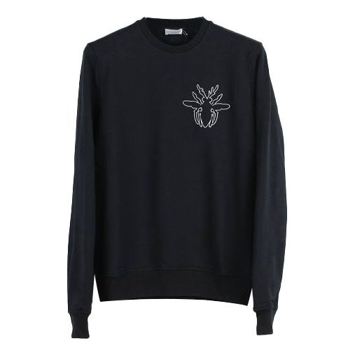 Men's DIOR Bee Pattern Round Neck Loose Long Sleeves Black 333J666W1964-989