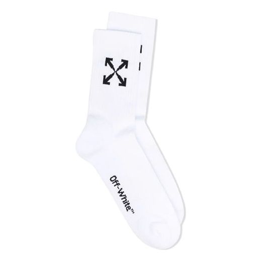 Off-White SS21 Arrow Intarsia Mid Tops Socks 'White' OMRA024R21KNI0010110