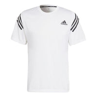 Men's adidas Stripe Logo Printing Round Neck Pullover Short Sleeve Japanese Version White T-Shirt HC2764