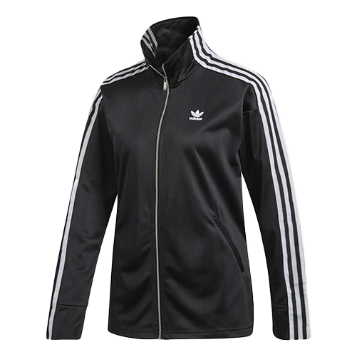 (WMNS) adidas originals logo Flocking Stripe Sports Coat Female Black DH4234