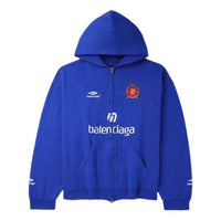 Balenciaga Logo Zip-Up Hoodie 'Blue' 744457TSVG94011