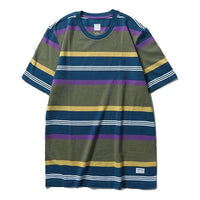 adidas originals 3MC Grover Multi-Color Stripe Round Neck Short Sleeve Khaki Brown DU3925