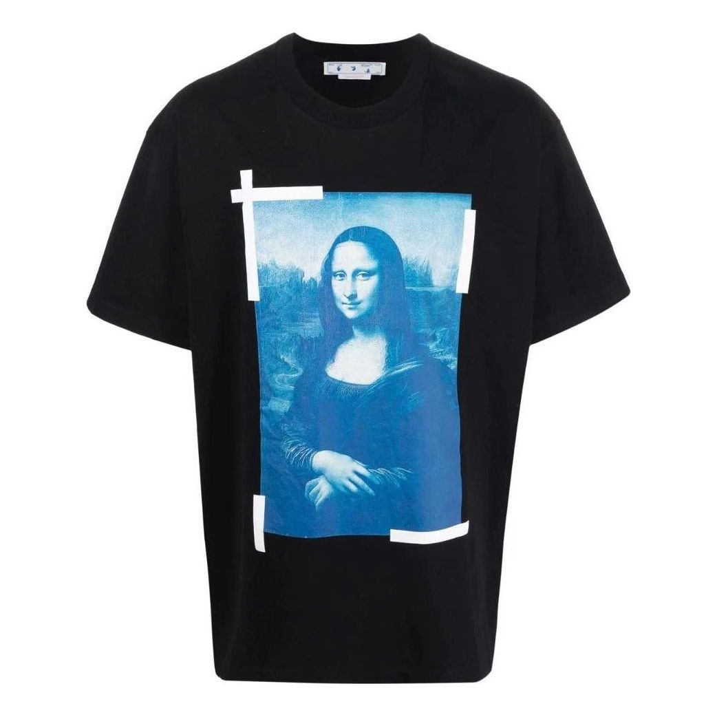 Men's Off-White SS22 Solid Color Character Pattern Printing Short Sleeve Loose Fit Black T-Shirt OMAA038C99JER00210451045
