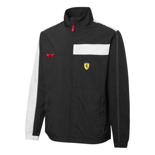 PUMA Ferrari Race Statement Jacket Colorblock Stand Collar Woven Black 533714-01