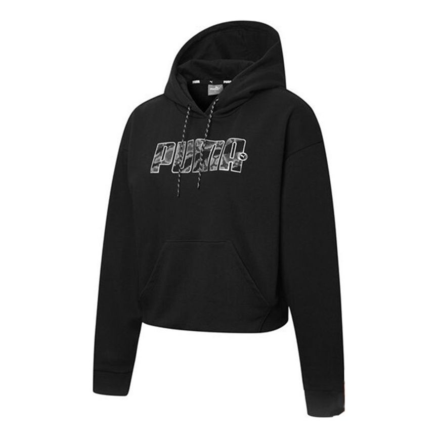 (WMNS) PUMA Full Sleeve Printed Sweatshirt 'Black' 845615-51