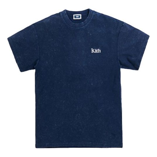 Men's KITH Crystal Wash Washed Short Sleeve Navy Blue KH3689-102