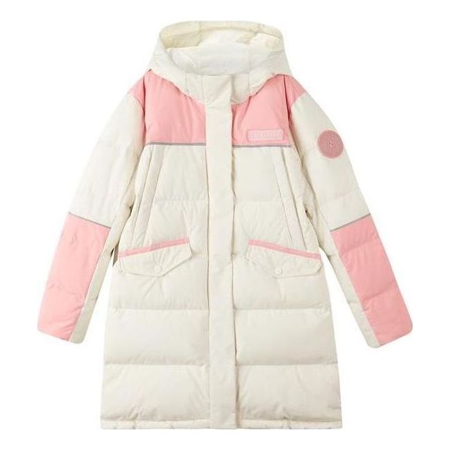 (GS) Skechers Casual Long Down Jacket 'White Pink' L422G058