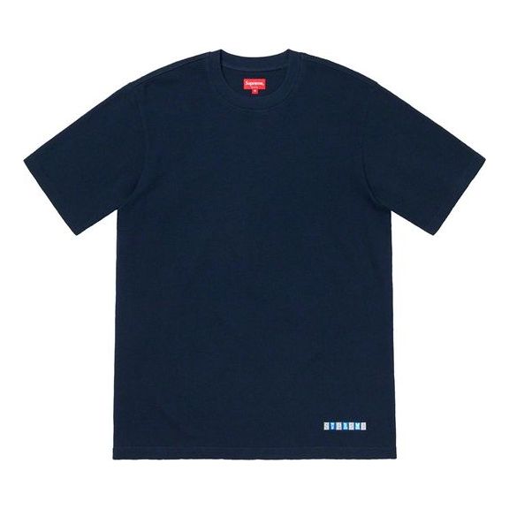 Supreme SS19 Waffle S/S Top Solid Color Short Sleeve Navy Blue SUP-SS19-10462