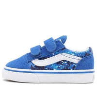 Vans Old Skool Velcro Breathable Non-Slip Wear-Resistant Low Top Casual Skate Shoes Td Blue VN000D3Y9AD