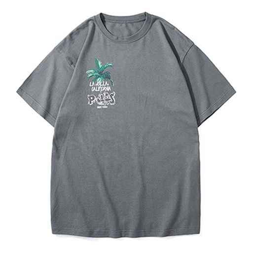 PJs Vigor Pattern Printing Cotton Short Sleeve Unisex Gray 20SSTS10232-P
