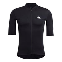 Men's adidas Logo Printing Stripe Zipper Half Sleeve Black T-Shirt GP8634
