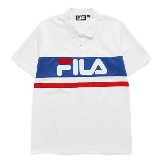 FILA MENS Multicolor Short Sleeve Polo Shirt White T11M121103F-WT