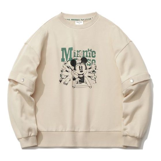 (WMNS) Li-Ning x Disney Crossover Sports Printing Round Neck Pullover 'Beige' AWDR140-3