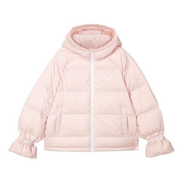 (WMNS) WMNS) Skechers Zip-up Hooded Long Sleeve Down Jacket 'Pink' L421W113-01NX