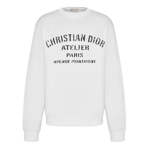 Men's DIOR Alphabet Printing Round Neck Pullover Classic White 043J655A0531-C088