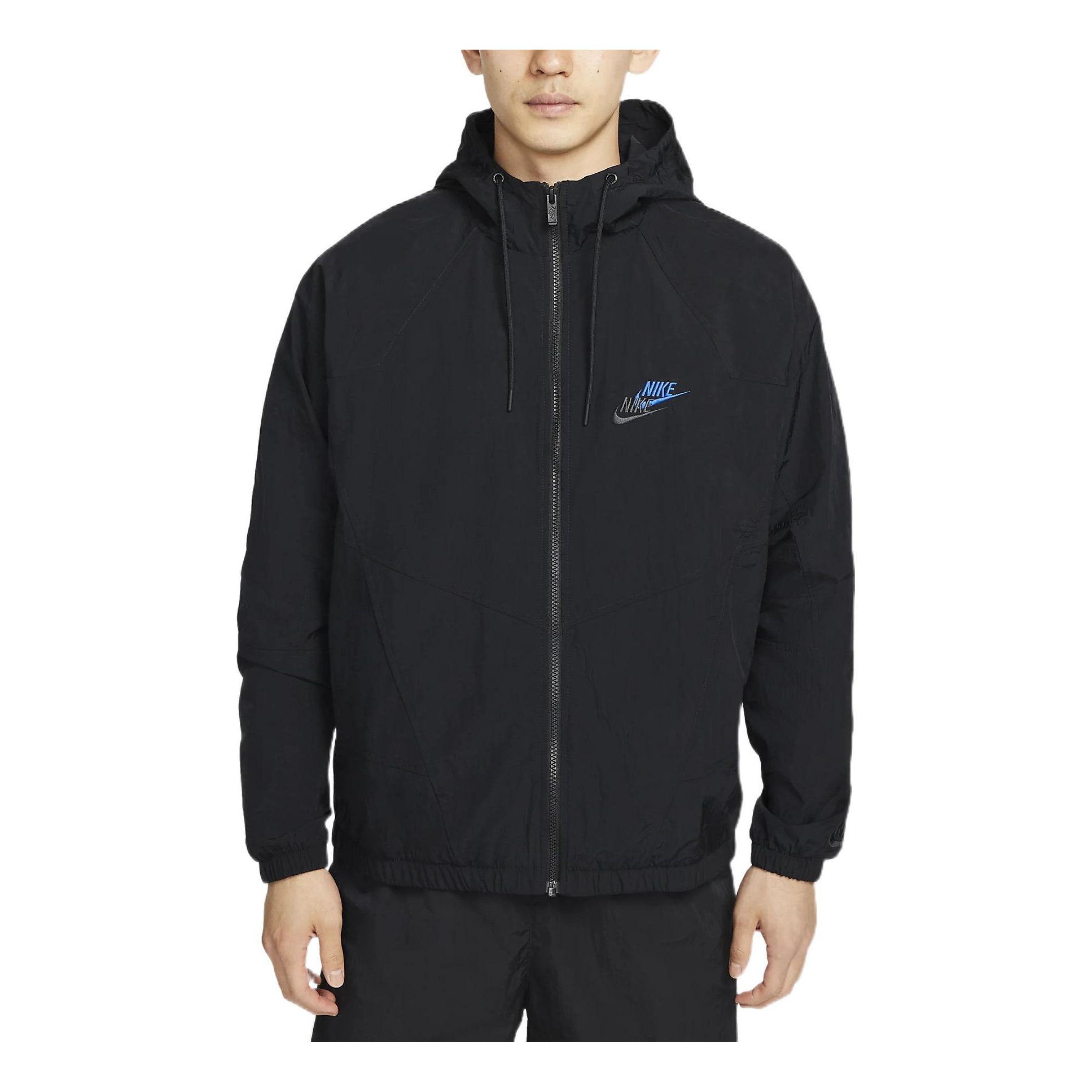 Nike Contrast Color Stitching Zipper Hooded Jacket Black DR2642-010