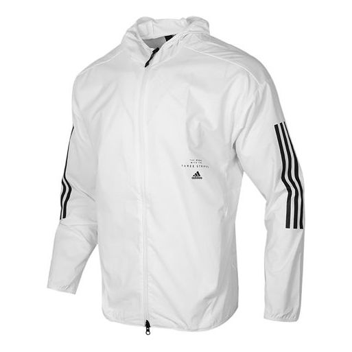 adidas HoodedPlaid Tatting Jacket Men White FM5399