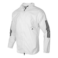 adidas HoodedPlaid Tatting Jacket Men White FM5399