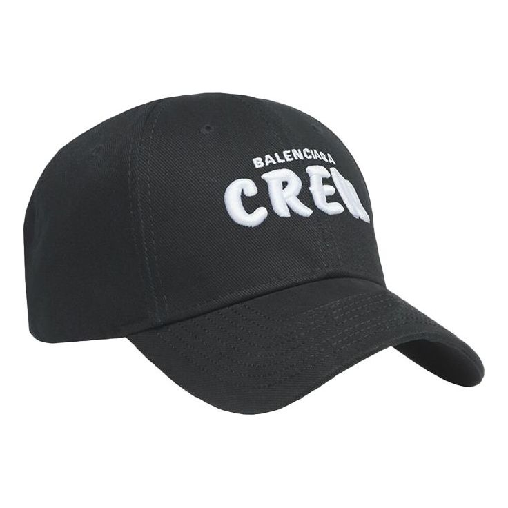 Balenciaga Embroidered Crew Logo Baseball Cap 'Black' 617139310B21000