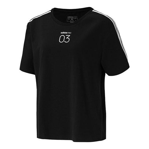 (WMNS) adidas neo Inject Tee Athleisure Casual Sports Side Stripe Short Sleeve Black GJ5271