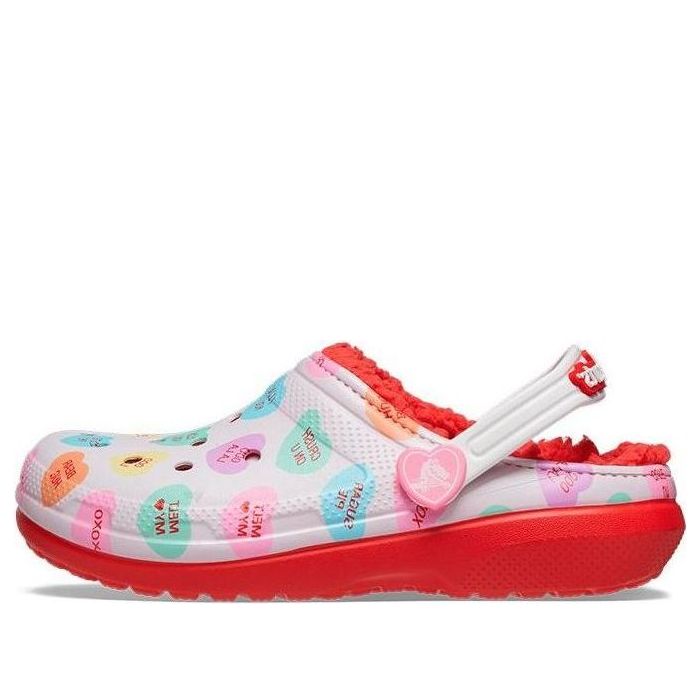 (GS) Crocs Classic Lined Elevated Sweethearts Clogs 'Red White' 207738-119