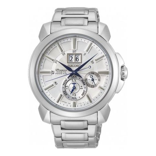 Men's SEIKO Premier Series Casual Business Waterproof Quartz Watch White Dial Steel Strip SNP159J1
