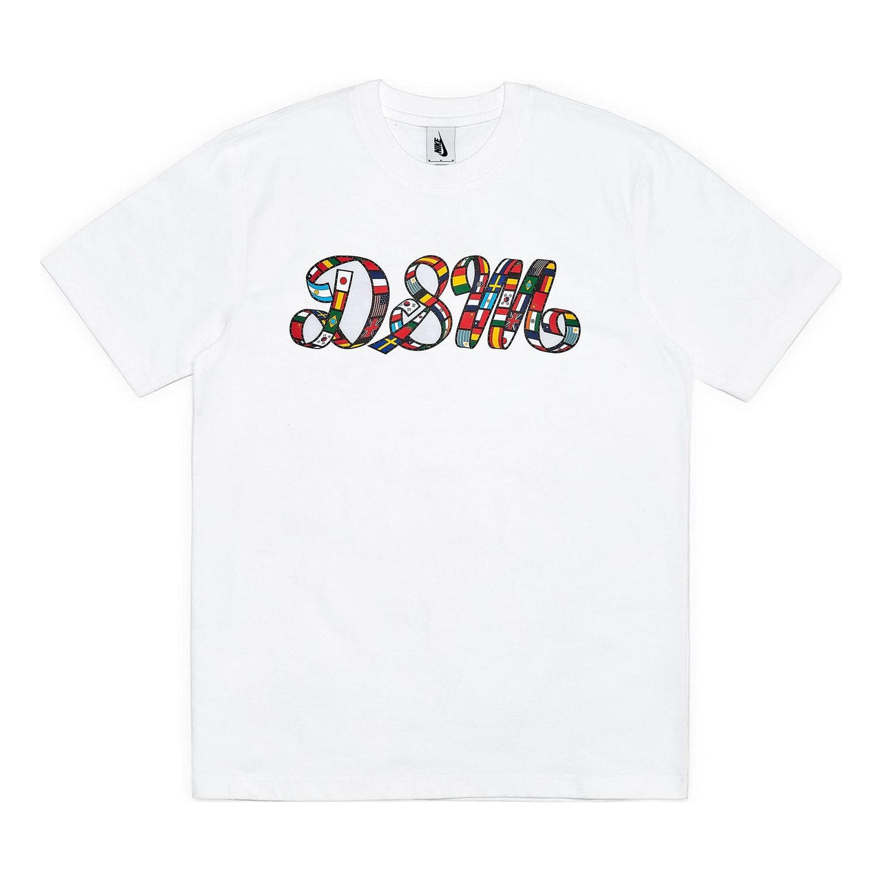 Men's Nike x DSM Crossover Alphabet Printing Pattern Pullover Round Neck Short Sleeve White T-Shirt AT1766-100