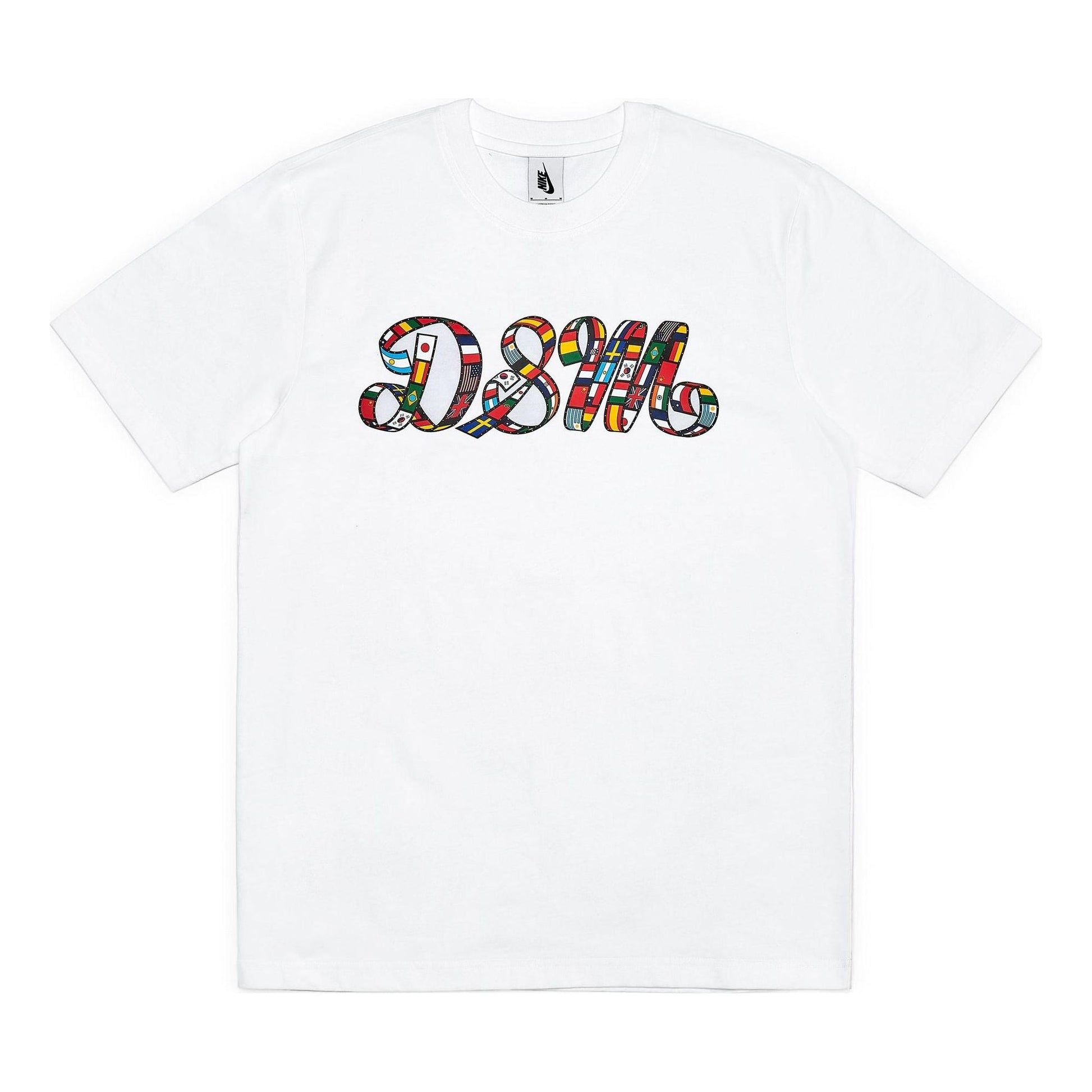 Men's Nike x DSM Crossover Alphabet Printing Pattern Pullover Round Neck Short Sleeve White T-Shirt AT1766-100