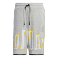 Men's adidas neo Alphabet Large Logo Printing Sports Shorts Medium Hemp Grey HN0003