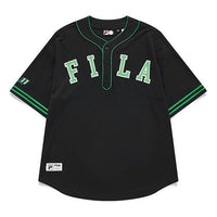 Men's FILA FUSION Contrasting Colors Logo Loose Sports Short Sleeve Black T11M132103F-BK