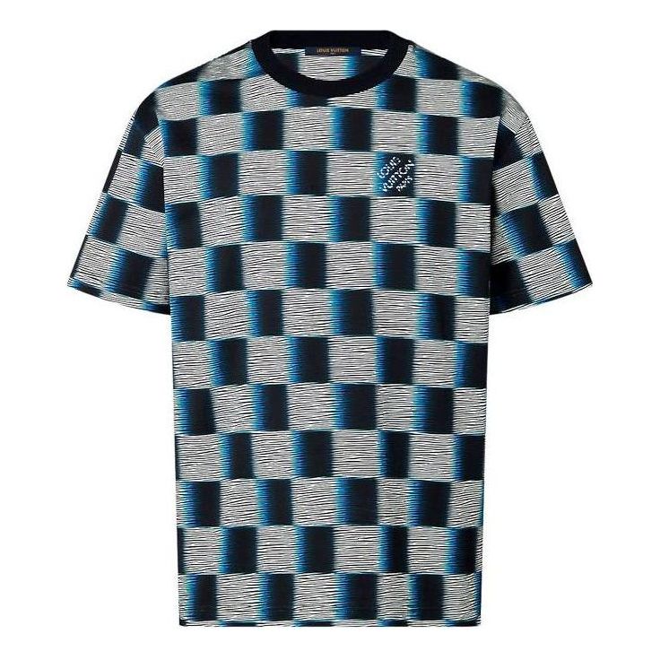 LOUIS VUITTON Damier Cotton T-Shirt 'Dark Night Blue' 1AFB33