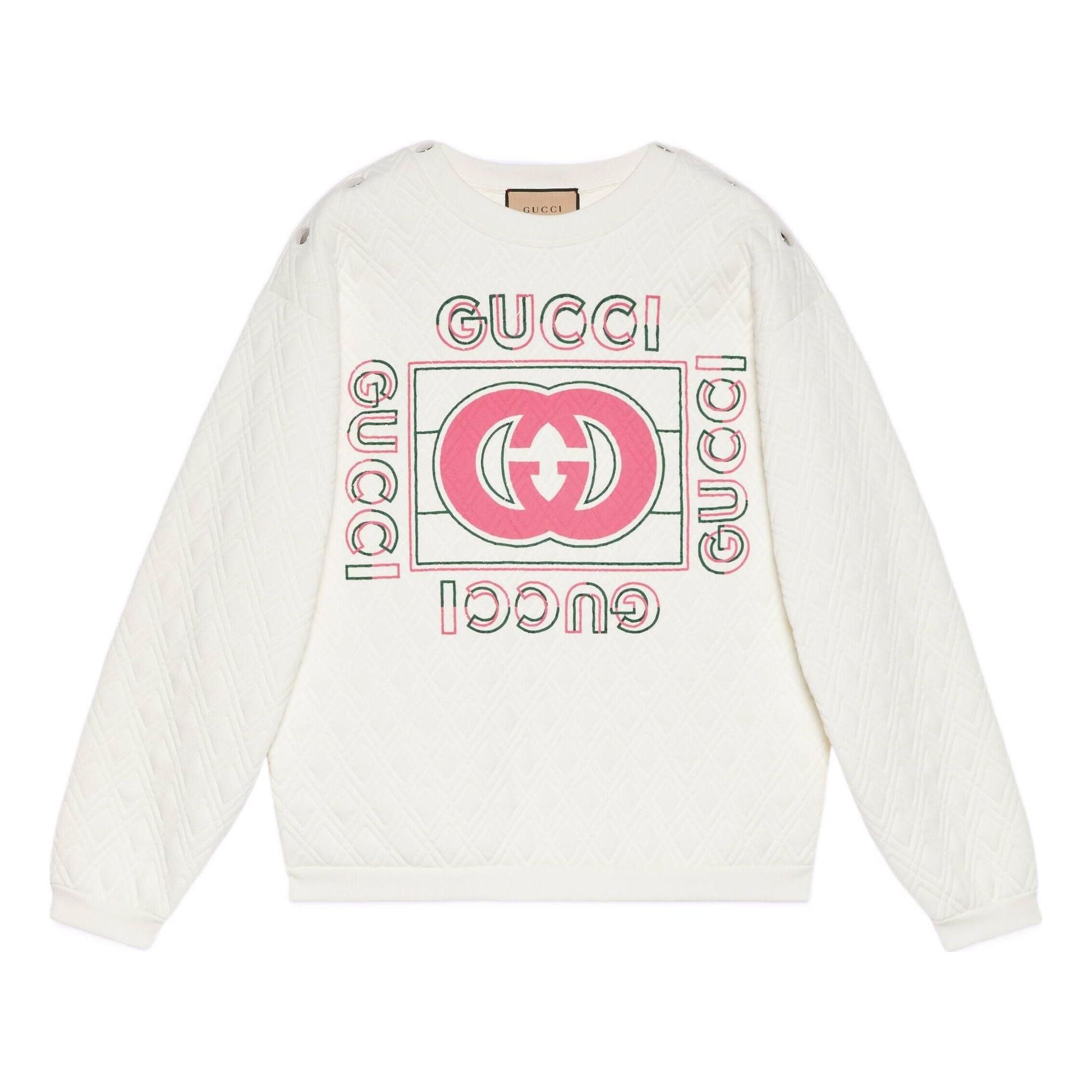 (WMNS) Gucci Vintage Logo Quilted Sweatshirt 'White Pink' 717400-XJEV9-9095