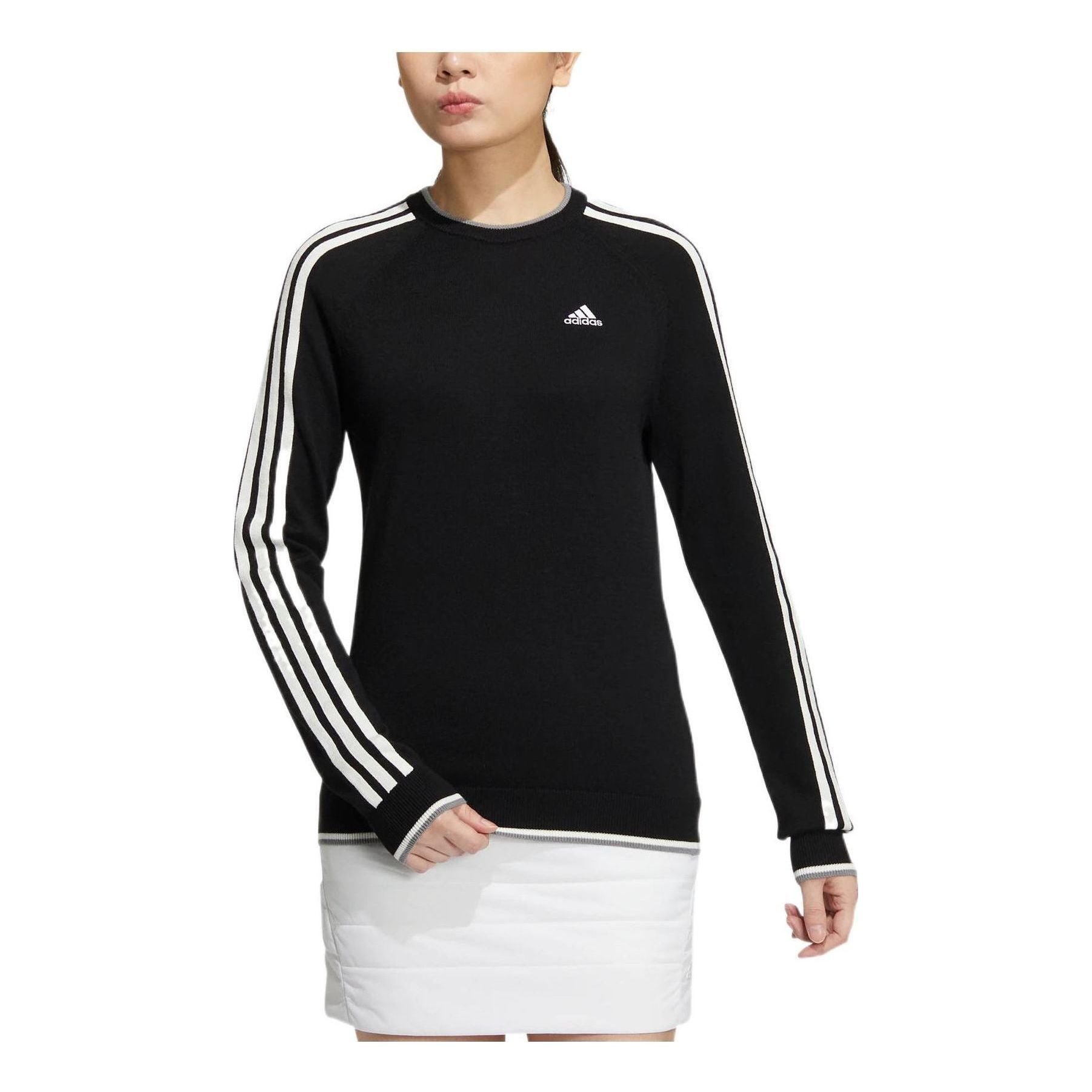 (WMNS) adidas 3-Stripes Long Sleeve Crewneck Sweater 'Black' HG8281