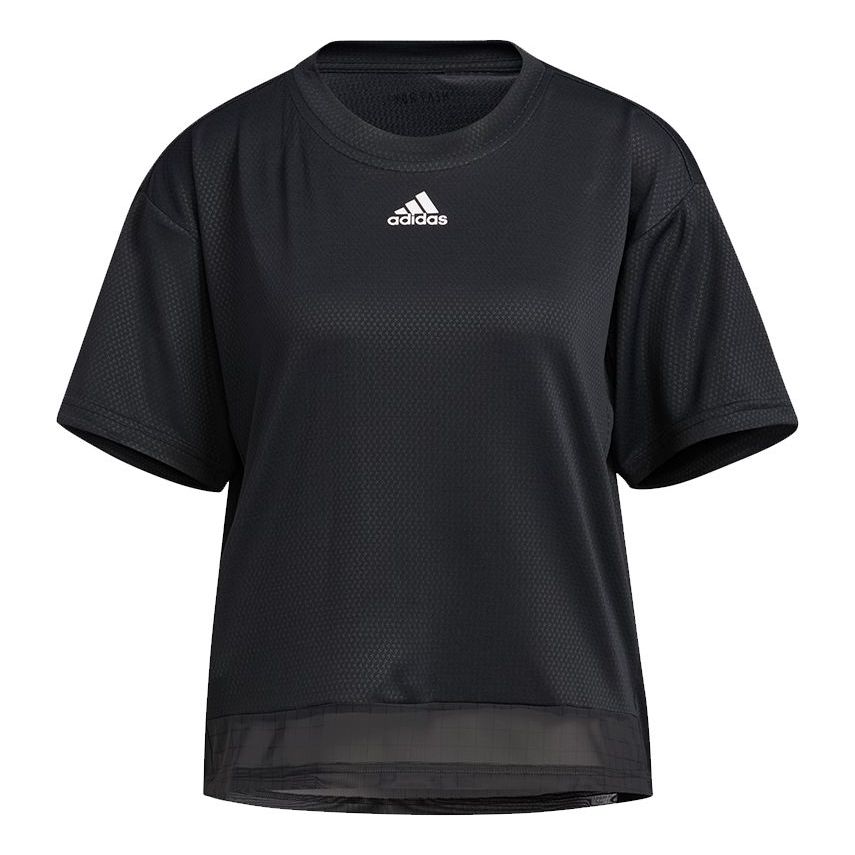 (WMNS) adidas Trn T Heat.Rdy Mesh Splicing Sports Round Neck Short Sleeve Black T-Shirt GR8225