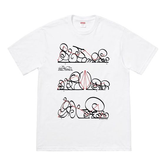 Supreme FW18 System Tee White Graffiti Geometry Alphabet Printing Short Sleeve Unisex SUP-FW18-478