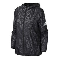 (WMNS) adidas Logo Printing Hooded Jacket Black FM9307