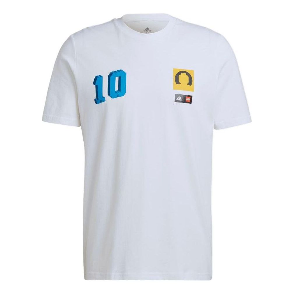 Men's adidas Numeric Printing Round Neck Short Sleeve Japanese Version White T-Shirt HG1990