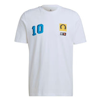 Men's adidas Numeric Printing Round Neck Short Sleeve Japanese Version White T-Shirt HG1990