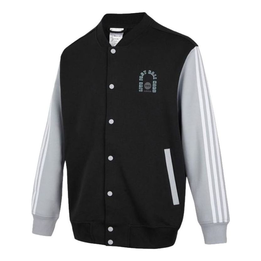 Men's adidas neo Pattern Printing Long Sleeves Jacket Black HM1988
