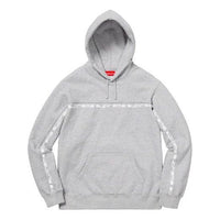 Supreme FW18 Text Stripe Hooded Sweatshirt Heather Grey SUP-FW18-963