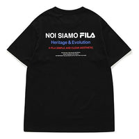 Men's FILA FUSION Alphabet logo Printing Sports Round Neck Short Sleeve Dark Black T-Shirt T11M121102F-BK