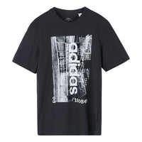 adidas M Stdm Gr T logo Printing Athleisure Casual Sports Round Neck Short Sleeve Black FM6260