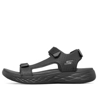 Skechers On The Go 600 Velcro Outdoor Open Toe Flat Heel Sports Full Black Sandals 55383-BBK