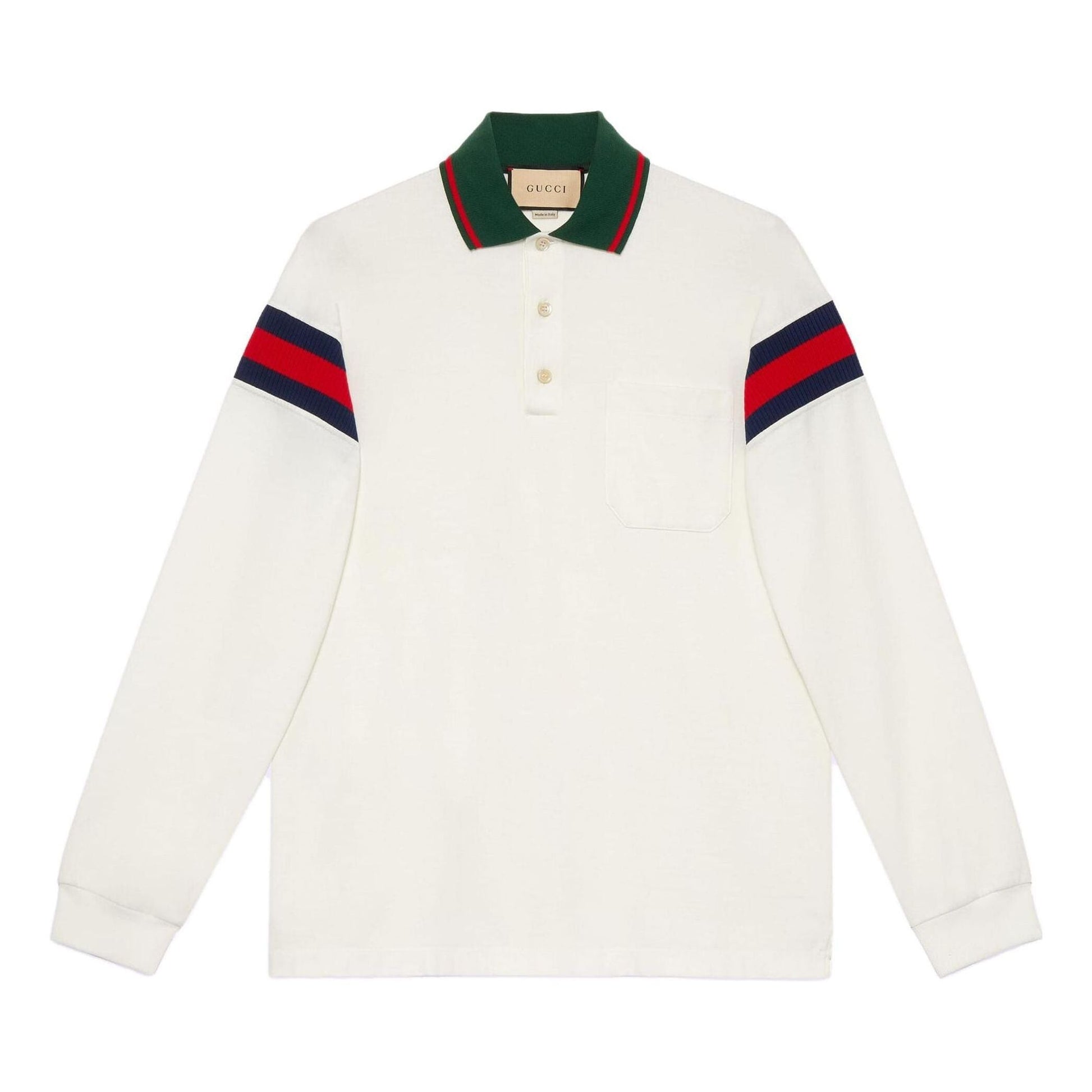 Gucci Cotton Jersey Polo Shirt With Web 'White' 715268-XJETR-9088