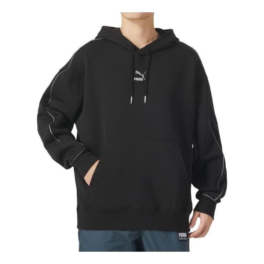 PUMA Logo Printed Hoodie 'Black White' 625077-01