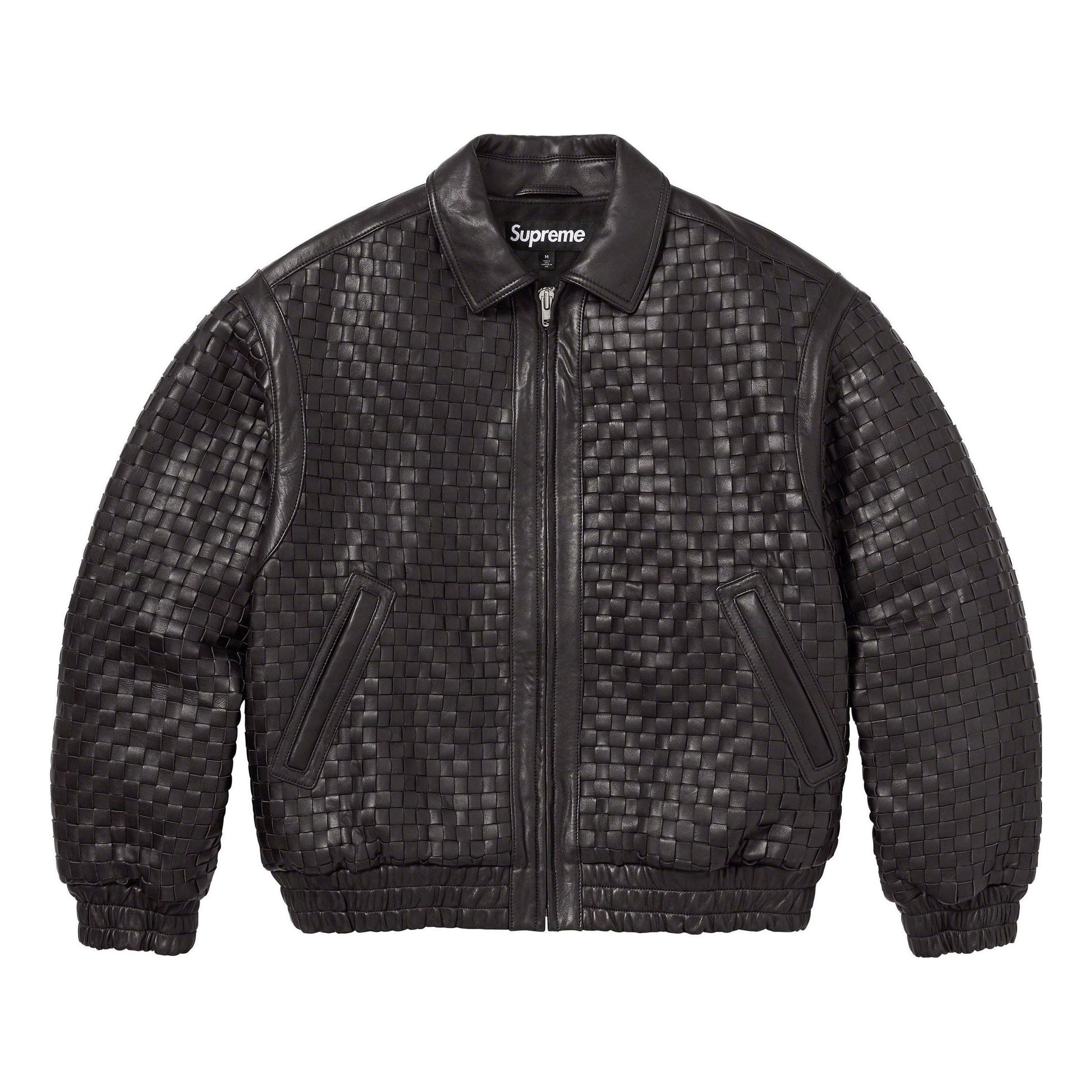 Supreme Woven Leather Varsity Jacket 'Black' SUP-FW23-054