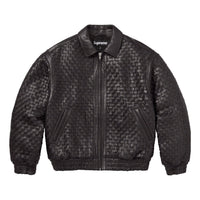 Supreme Woven Leather Varsity Jacket 'Black' SUP-FW23-054