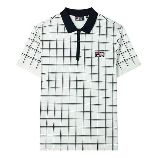 FILA Plaid Pattern Loose Short Sleeve Polo Shirt Blue F11M138178F-ZA