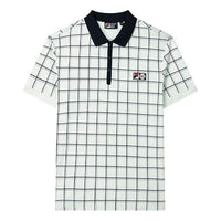 FILA Plaid Pattern Loose Short Sleeve Polo Shirt Blue F11M138178F-ZA