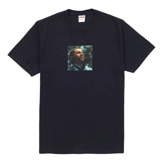 Supreme FW18 Marvin Gaye Tee Navy Short Sleeve Unisex Navy Blue SUP-FW18-1186
